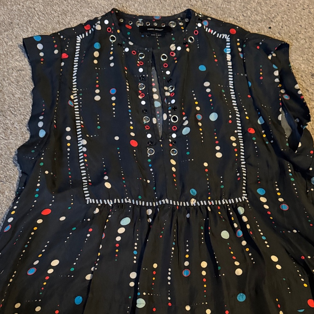Isabel Marant Silk Colorful Polka Dot Blouse